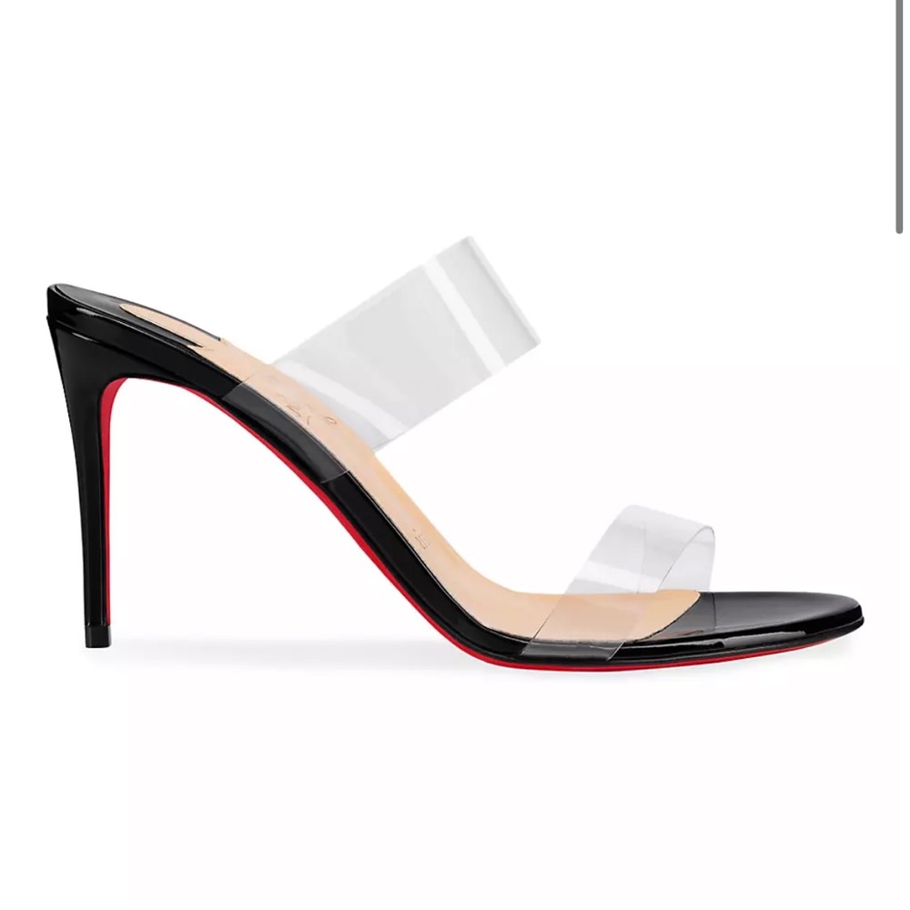 Christian Louboutin Just Nothing 85 PVC & Leather Mules - Picture 2 of 9